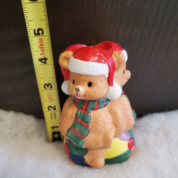 Porcelain Candle Holder - Holiday Bears - Picture 6 of 11